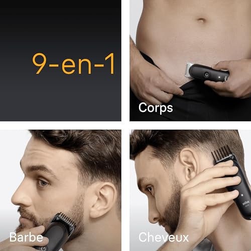 Braun Tondeuse Tout-En-Un Series 5, 9-En-1, Lame Ultra Affûtée, 120 Min D’autonomie, Protection SkinGuard Pour Le Corps, Coupe Précise Et Efficace, Manche AquaGrip Pratique Sous L'eau, AIO5540, Noir – Image 4
