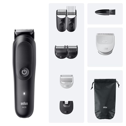 Braun Tondeuse Tout-En-Un Series 5, 9-En-1, Lame Ultra Affûtée, 120 Min D’autonomie, Protection SkinGuard Pour Le Corps, Coupe Précise Et Efficace, Manche AquaGrip Pratique Sous L'eau, AIO5540, Noir – Image 7