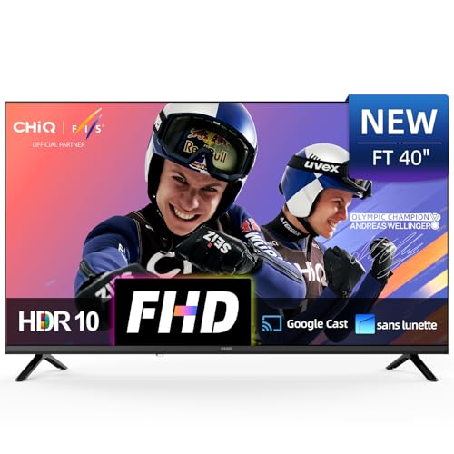CHIQ L40FT Smart TV 40" (100 cm), Full HD, HDR10, Google TV OS, Audio Dolby & DBX-TV, Tuner Triple DVB-C/T/T2/S/S2, Chromecast Intégré, Design Métal sans Cadre – Image 2