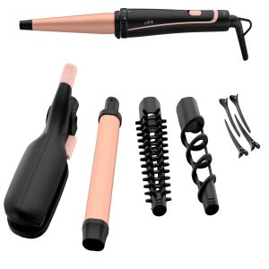 Calor Infinite Looks Multistyler 14 accessoires pour lisser boucler gaufrer onduler Revêtement céramique Facile à utiliser Pochette rangement Pinces pour cheveux CF4230C0