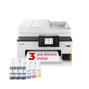 Canon MAXIFY GX2050 Imprimante A4 Couleur pour la Maison et Le Bureau, Imprimante, Copieur, Scanner et Télécopieur Jet d'encre MegaTank Tout-en-Un, Wi-FI, Ethernet, USB | Comprend 6 bouteilles d'encre