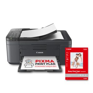Canon PIXMA TR4755i - Imprimante Couleur 4-en-1 - Impression, Numérisation, Copie, Télécopie - CAD 20 Feuilles, Imprimante Photo, PIXMA Print Plan - Inclus Papier Photo A4 GP-501, 5 Feuilles