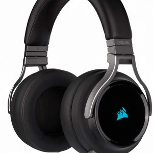 Casque de jeu haute fidélité sans fil Corsair Virtuoso RGB (son surround 7.1, microphone omnidirectionnel compatible PC et PS4) Carbon, Noir