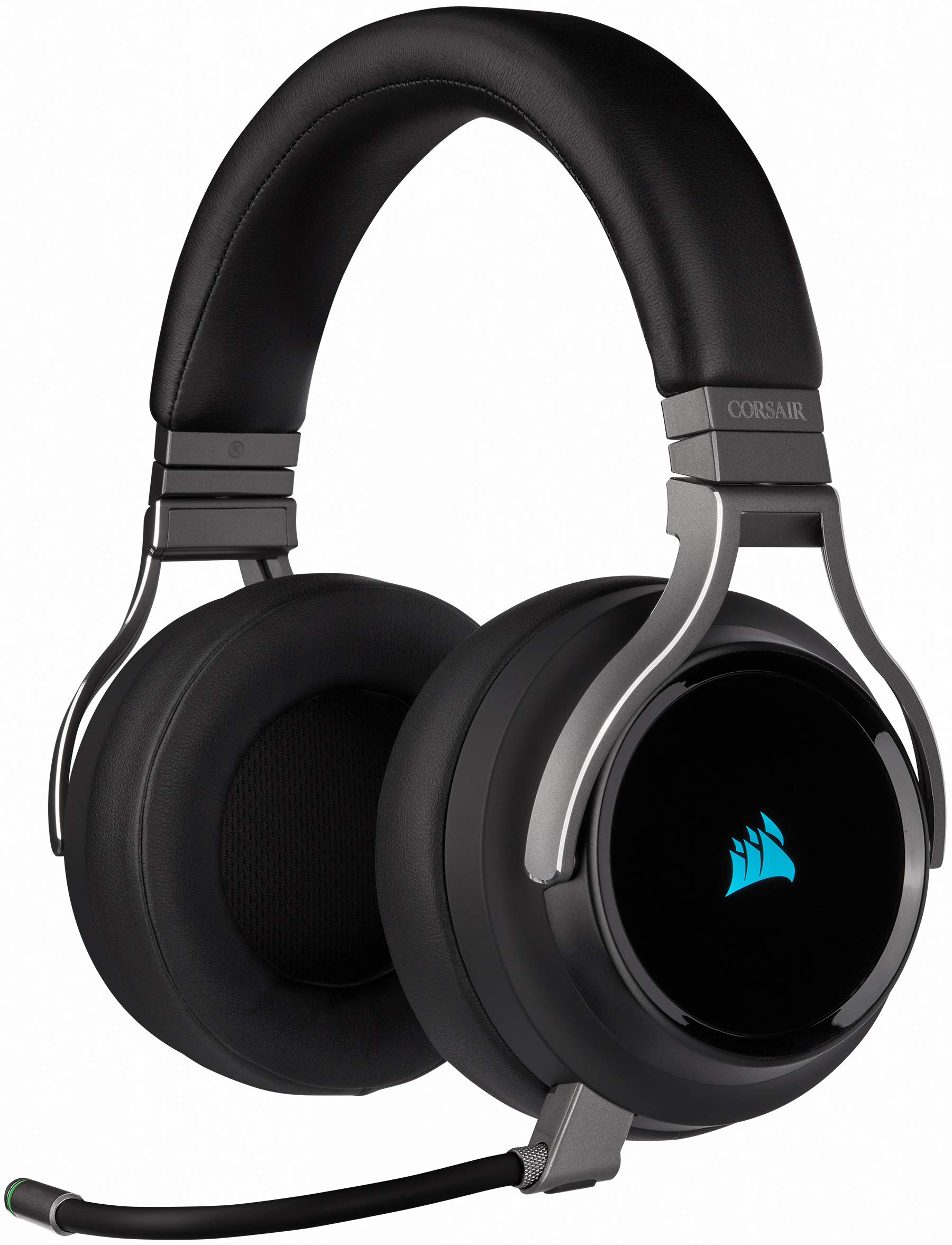 Casque de jeu haute fidélité sans fil Corsair Virtuoso RGB (son surround 7.1, microphone omnidirectionnel compatible PC et PS4) Carbon, Noir