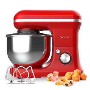 Cecotec Batteur Mélangeur Cecomixer Merengue 5L 1200 Rouge. 1200 W avec 6 Niveaux, Mouvement Planétaire, Design Élégant, Bol en Acier Inoxydable de 5 L et Accessoires pour Battre et Pétrir