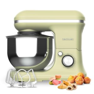 Cecotec Batteur Mélangeur Cecomixer Merengue 5L 1200 Vert. 1200 W avec 6 Niveaux, Mouvement Planétaire, Design Élégant, Bol en Acier Inoxydable de 5 L et Accessoires pour Battre et Pétrir
