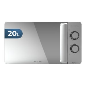 Cecotec Micro-ondes ProClean 3060 Gray Mirror. Capacité de 20 L, Revêtement Ready2Clean, 700 W de Puissance, 6 Niveaux de Fonctionnement, Minuterie 30 minutes, Finition Argenté.