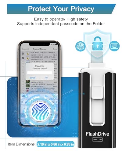 Clé USB 16 Go pour téléphone, lecteur flash 4 en 1 pour téléphone/Pad/Android/PC, transfert de données stable, copie de données en un seul clic, noir – Image 5