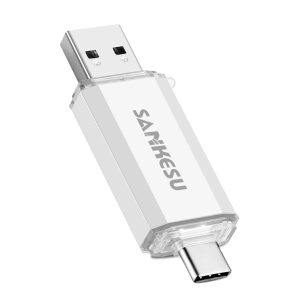 Clé USB 3.0 et USB 3.1 128 Go 120 Mo/s en lecture USB C 2 en 1 OTG Dual Memory Stick pour smartphone Android PC/tablette/ordinateur portable/téléphone portable USB C (argent)