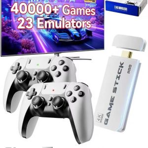 Console de Jeu rétro 2025 améliorée, Consoles de Jeux vidéo HDMI 4K avec Plus de 40000 Jeux et 23 émulateurs, clé de Jeu vidéo Plug and Play avec Deux manettes sans Fil 2,4 GHz améliorées