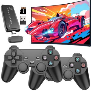 Console de Jeux rétro 2025 - Clé de Jeux 64 Go avec Plus de 20 000 Jeux, Jeux vidéo Plug & Play Sortie HDMI 4K + 2 manettes pour téléviseur Console de Jeux rétro 2,4 GHz
