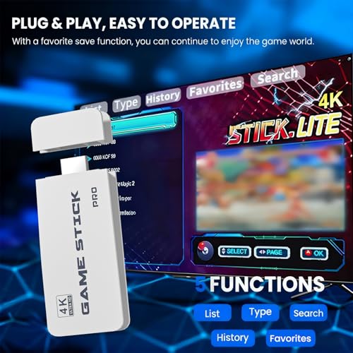 Console de jeux vidéo rétro, console de jeu rétro M15 intégrée 20 000+ jeux classiques, jeu bâton 4K HD, avec 2 contrôleurs sans fil 2,4 GHz, Plug and Play – Image 4