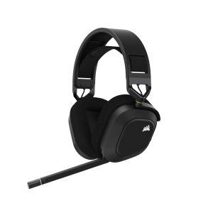Corsair HS80 RGB Wireless Casque Gaming Premium avec Dolby Atmos Audio (Faible Latence, Microphone Omnidirectionnel, sans Fil Jusqu'à 18 Mètres, 20 Heures d'autonomie, Compatibilité PS5/PS4) Carbone