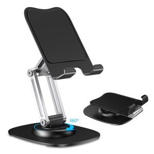 CreaDream Support de téléphone Portable pour Bureau, Support de téléphone réglable avec Base rotative à 360°, Pliable et Portable, Compatible avec iPhone 17, 16, 15, 14, 13 Pro XR, Samsung, Tous Les