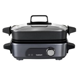 Cuisinart Cook In multicuiseur 5 en 1| Griller, saisir, cuire à la vapeur, mijoter et mitonner | Plaques et casseroles antiadhésives et interchangeables | Empilables, rangement facile | Gris minuit