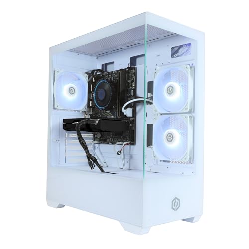 CyberpowerPC Wyvern Gaming PC - Intel Core i5-12400F, AMD Radeon RX 9060 XT 8GB, 16GB RAM, 1TB NVMe SSD, 650W 80+ PSU, Wi-FI, Windows 11, Prism Panoramic RGB White – Image 2