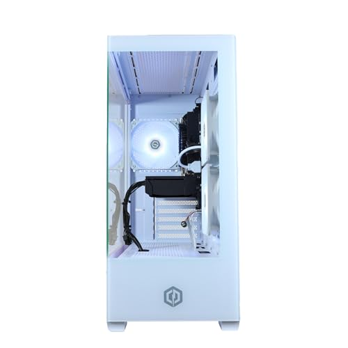 CyberpowerPC Wyvern Gaming PC - Intel Core i5-12400F, AMD Radeon RX 9060 XT 8GB, 16GB RAM, 1TB NVMe SSD, 650W 80+ PSU, Wi-FI, Windows 11, Prism Panoramic RGB White – Image 4