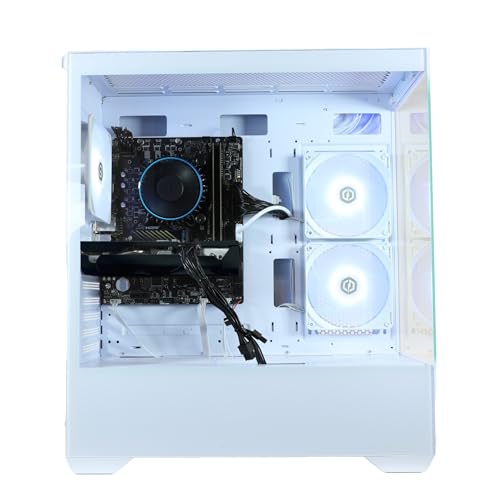 CyberpowerPC Wyvern Gaming PC - Intel Core i5-12400F, AMD Radeon RX 9060 XT 8GB, 16GB RAM, 1TB NVMe SSD, 650W 80+ PSU, Wi-FI, Windows 11, Prism Panoramic RGB White – Image 6
