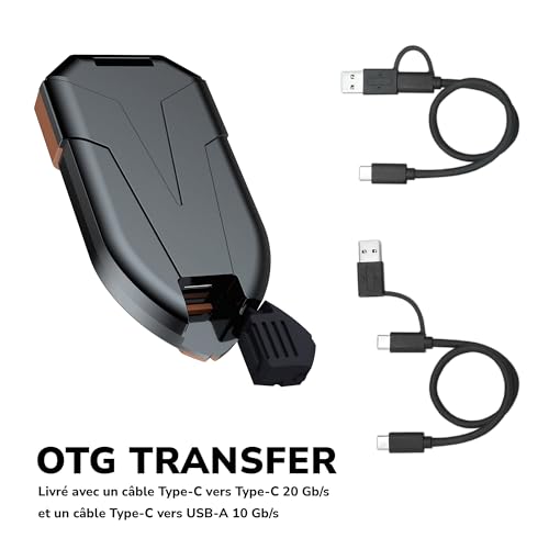 DATO SSD Externe 1 to, USB 3.2 Gen 2x2 Jusqu’à 1600/1500 Mo/s, Type C OTG Résistance à la poussière et à l'eau classée IP67, Compatible avec PS5 & Xbox - ARES Amber Shield Série – Image 7