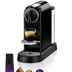 De'Longhi Nespresso CitiZ EN167.B, Machine à Café en Capsules, Machine à Café pour une Tasse, Design Compact, Pression 19 Bar, 2 Tailles de Tasses, Ensemble de Bienvenue Inclus, Noir