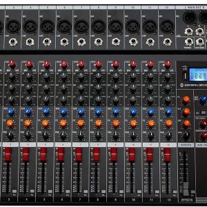 Depusheng DA12 Interface de contrôleur de son DJ avec clé USB pour enregistrement sur ordinateur Mélangeur audio studio 12 canaux Prise microphone XLR, alimentation 48V, entrée/sortie RCA