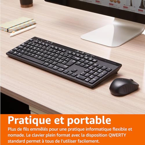 Destockage Multimédia Basics Full-sized Wireless Keyboard & Mouse Combo, 2.4 GHz USB Receiver, FR Layout, Noir – Image 7