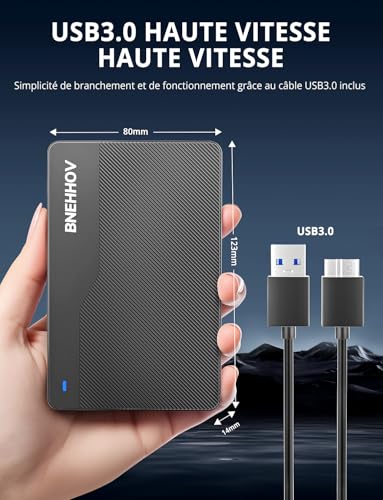 Disque Dur Externe Portable 500Go 2.5'' USB 3.0 Stockage HDD pour PS4, PC, Mac, Ordinateur Portable, Xbox, Android, Bureau SATA, TV, Wii U, Chromebook, Ordinateur de Bureau, Windows – Image 3