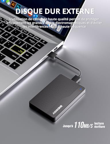 Disque Dur Externe Portable 500Go 2.5'' USB 3.0 Stockage HDD pour PS4, PC, Mac, Ordinateur Portable, Xbox, Android, Bureau SATA, TV, Wii U, Chromebook, Ordinateur de Bureau, Windows – Image 6