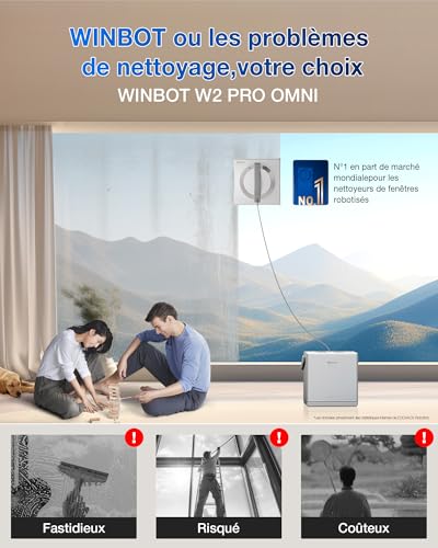 ECOVACS WINBOT W2 Pro Omni Robot Nettoyeur de vitres avec Station Multifonction, se Recharge Pendant Le Fonctionnement, buse à Triple Embout, système de Protection à 12 Niveaux – Image 3