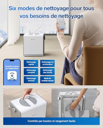 ECOVACS WINBOT W2 Pro Omni Robot Nettoyeur de vitres avec Station Multifonction, se Recharge Pendant Le Fonctionnement, buse à Triple Embout, système de Protection à 12 Niveaux – Image 6