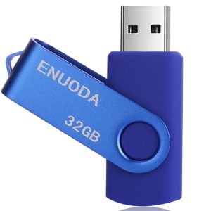 ENUODA Clé USB 32 Go Clef USB 2.0 Flash Drive Mini Portable Grande Capacité Mémoire Stick avec Lumière LED pour Le Stockage et la Sauvegarde (Bleu)
