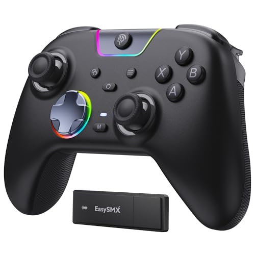 EasySMX Manette PC Sans Fil avec Boutons Silencieux/RGB/Déclencheurs Hall à Deux Niveaux/Joystick Sans Dérive, X05PRO Contrôleur Mobile pour PC/Switch/Android/iOS/Steam/Android TV Box, 1000 mAh, Noir – Image 2