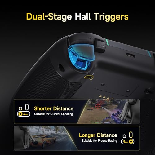 EasySMX Manette PC Sans Fil avec Boutons Silencieux/RGB/Déclencheurs Hall à Deux Niveaux/Joystick Sans Dérive, X05PRO Contrôleur Mobile pour PC/Switch/Android/iOS/Steam/Android TV Box, 1000 mAh, Noir – Image 5