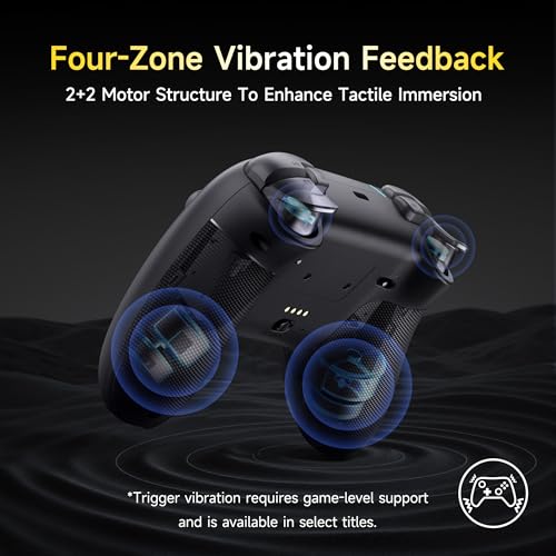 EasySMX Manette PC Sans Fil avec Boutons Silencieux/RGB/Déclencheurs Hall à Deux Niveaux/Joystick Sans Dérive, X05PRO Contrôleur Mobile pour PC/Switch/Android/iOS/Steam/Android TV Box, 1000 mAh, Noir – Image 7