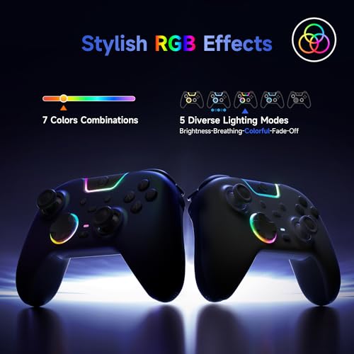EasySMX Manette PC sans Fil avec RGB/Déclencheurs Hall à Deux Niveaux/Joystick Hall/Boutons Silencieux/, X05PRO Contrôleur pour PC/Switch/Android/iOS/Steam/Android TV Box, 1000 mAh, Blanc – Image 5
