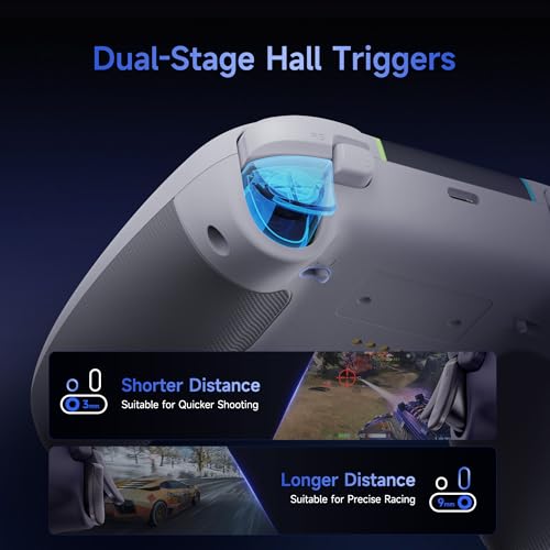 EasySMX Manette PC sans Fil avec RGB/Déclencheurs Hall à Deux Niveaux/Joystick Hall/Boutons Silencieux/, X05PRO Contrôleur pour PC/Switch/Android/iOS/Steam/Android TV Box, 1000 mAh, Blanc – Image 7