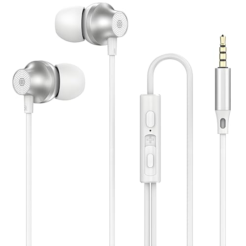 Écouteurs, Écouteur Filaire avec Microphone et Controle Volume, Oreillette Filaire Jack 3.5mm Universel, pour iPhone, Smartphones Android, MP3 etc (Blanc) – Image 2