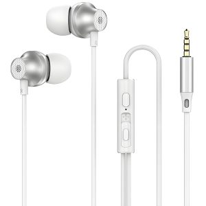 Écouteurs, Écouteur Filaire avec Microphone et Controle Volume, Oreillette Filaire Jack 3.5mm Universel, pour iPhone, Smartphones Android, MP3 etc (Blanc)