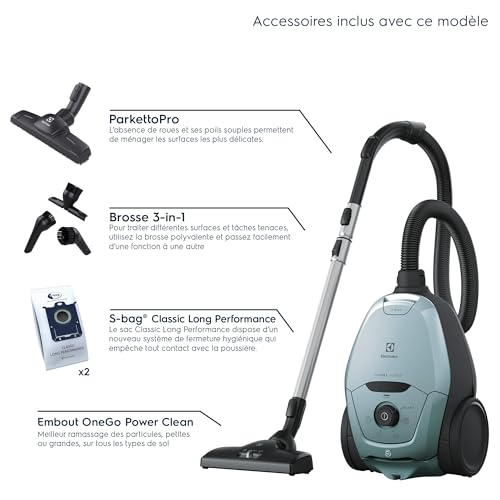 Electrolux Pure D8, Aspirateur Traineau avec Sac, Ultra Silencieux, 57dB, Puissance Automatique Intelligente, Poignée Ergonomique, Léger, 55% de matériaux recyclés, PD82-4MB, Bleu Ciel – Image 3