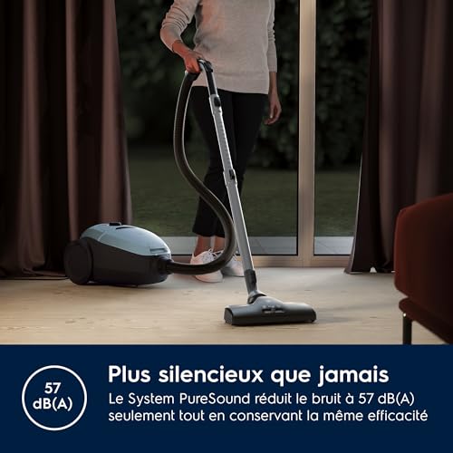 Electrolux Pure D8, Aspirateur Traineau avec Sac, Ultra Silencieux, 57dB, Puissance Automatique Intelligente, Poignée Ergonomique, Léger, 55% de matériaux recyclés, PD82-4MB, Bleu Ciel – Image 4