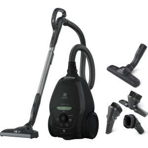 Electrolux Pure D8 GREEN, Aspirateur Traineau avec sac, Incroyablement Silencieux, 57dB, Ecoresponsable, 75% de matériaux recyclés, Multi surfaces, Puissance Automatique Intelligente, PD82-GREEN, Noir