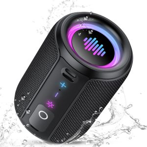 Enceinte Bluetooth, 15W Enceinte Bluetooth Puissante, Bluetooth 5.4, Basses Puissantes, Avec Autonomie de 12 Heures, Surround Stéréo, Étanche IPX7, Adapté pour Les Sport/l'extérieur/La Fête/Voyage
