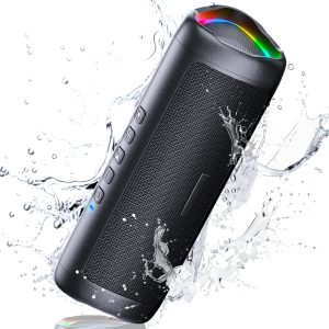 Enceinte Bluetooth Portable 5,3 Haut-Parleur sans Fil 30W avec Appairage TWS 24H Autonomie 30m Distance Lumière LED RGB Étanche IPX5 HD Stéréo Appel Mains Libres pour Fêtes Voyage Extérieur