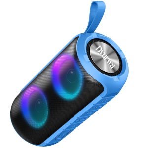 Enceinte Bluetooth Puissante avec Lumières RGB, Enceinte Portable Bluetooth Son Surround, Bluetooth Speaker Mics Intégré, 12H Autonomie, Étanche IPX6 pour Cyclisme, Extérieur Bleu