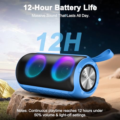 Enceinte Bluetooth Puissante avec Lumières RGB, Enceinte Portable Bluetooth Son Surround, Bluetooth Speaker Mics Intégré, 12H Autonomie, Étanche IPX6 pour Cyclisme, Extérieur Bleu – Image 5
