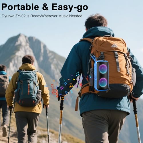 Enceinte Bluetooth Puissante avec Lumières RGB, Enceinte Portable Bluetooth Son Surround, Bluetooth Speaker Mics Intégré, 12H Autonomie, Étanche IPX6 pour Cyclisme, Extérieur Bleu – Image 7