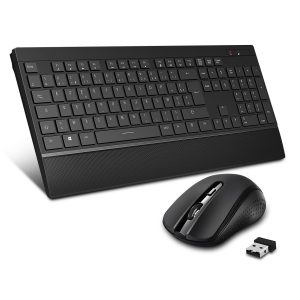 Ensemble Clavier Souris sans Fil, Connexion sans Fil 2.4g, Touches Ultra-Minces avec Support De Poignet, Boutons Multimédia pour Windows/Mac