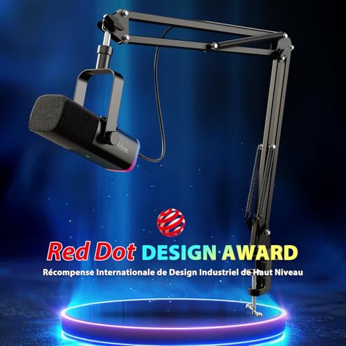 FIFINE USB/XLR Streaming Micro Gaming pour PC PS4 PS5, RGB Cardioïde Dynamique Microphone avec Support, pour Mixer Cartes Son, pour Gaming, Podcasting, Broadcasting, Enregistrement Vocal – Image 3