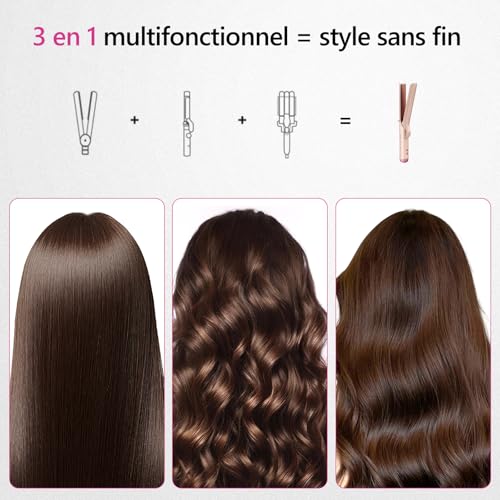 Fer à Lisser & Boucleur 2-en-1 avec Ventilation - Lisseur Professionnel à 5 Températures Réglables (140°C-220°C), Préchauffage Rapide 30s, Plaques Céramiques & Boucleur a Cheveux – Image 3