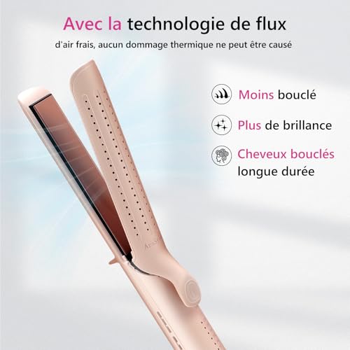 Fer à Lisser & Boucleur 2-en-1 avec Ventilation - Lisseur Professionnel à 5 Températures Réglables (140°C-220°C), Préchauffage Rapide 30s, Plaques Céramiques & Boucleur a Cheveux – Image 4